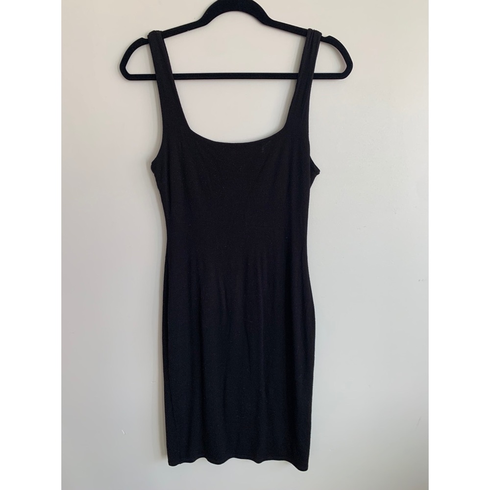 Black Square Neck Stretchy Dress